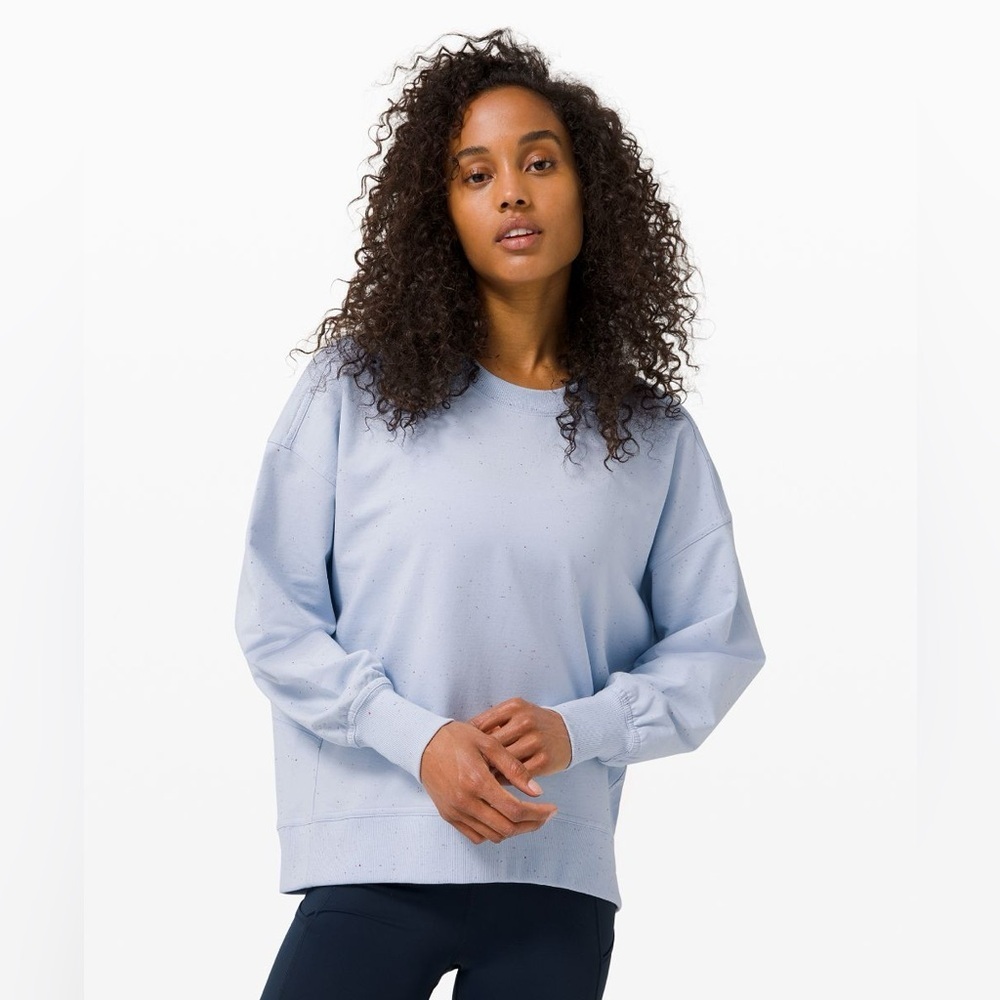 Lululemon LA Back in Action Crew Day Dream Speckled Blue Cotton Terry Sweatshirt